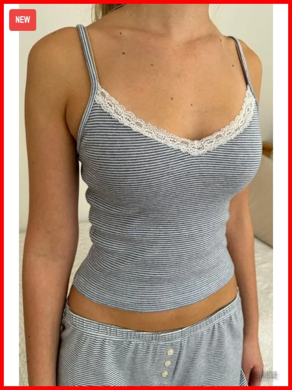 Women's 2 Piece Lace Cami Top & Shorts Pajama Set Sleeveless V Neck